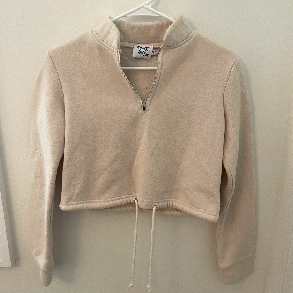 Princess Polly Cropped Quarter Zip Sweatshirt